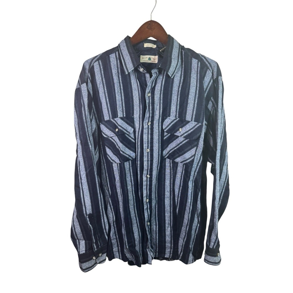 Vintage Northwest Territory XLT Black Striped Flannel Western Mens 90s